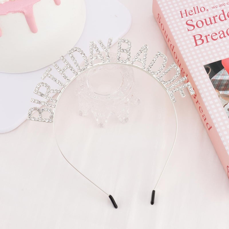 Canitor Birthday Baddie Crown Tiara Headband for Women Adult Girl Birthday Gifts Party Favors Supplies Decorations & Accessories - Image 3